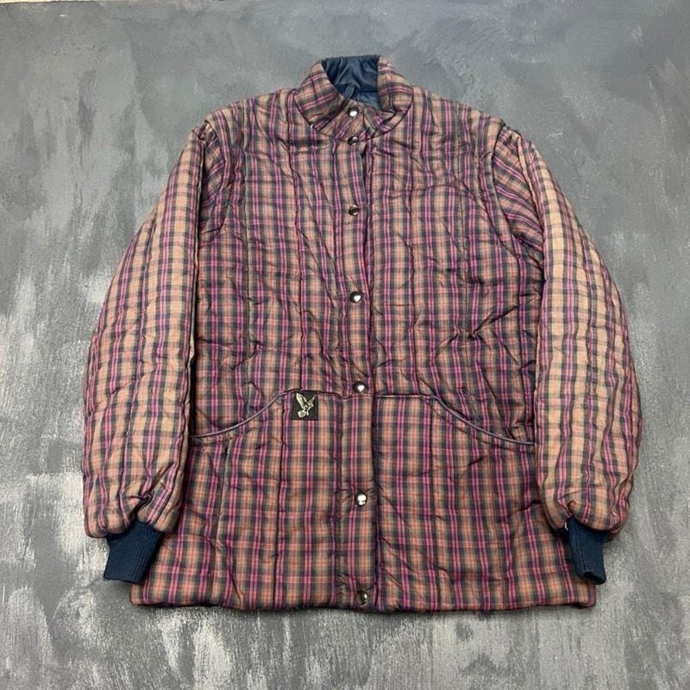 Vintage TallyHo Plaid Puffer Jacket Mens Medium 1980s Quilted